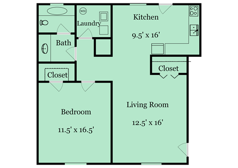 1 bed 1 bath floor plan 1 bed 1 bath floor plan at Broadway at East Atlanta, Atlanta, GA, 30316